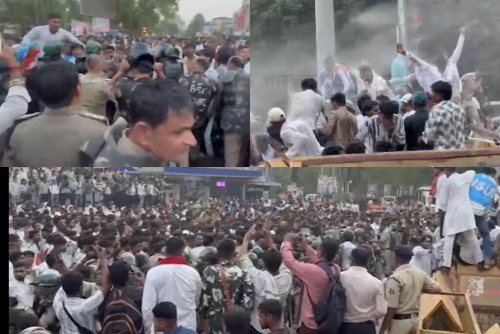 बिलासपुर में पेपर लीक के खिलाफ एनएसयूआई का उग्र प्रदर्शन: पुलिस ने किया लाठीचार्ज और वाटर कैनन का इस्तेमाल, कई छात्र घायल